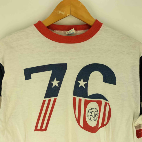 チャンピオン Champion 70~80s バータグ ナンバリング 76 星条旗 ラグラン Tシャツ メンズ import:L