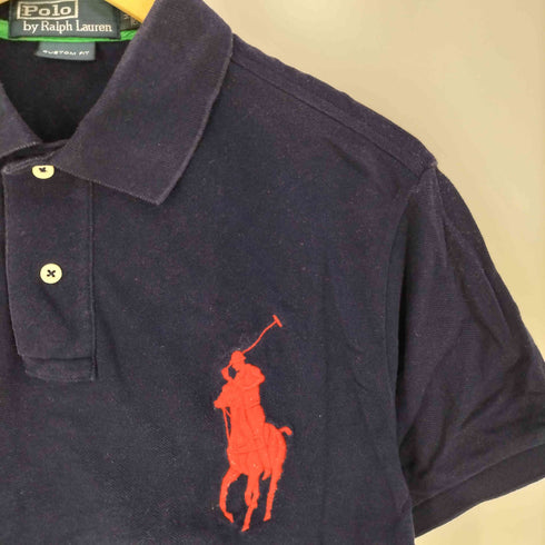 ポロバイラルフローレン Polo by RALPH LAUREN CUSTOM FIT ビッグポニー 刺繍ロゴ 星条旗 ポロシャツ メンズ import:M