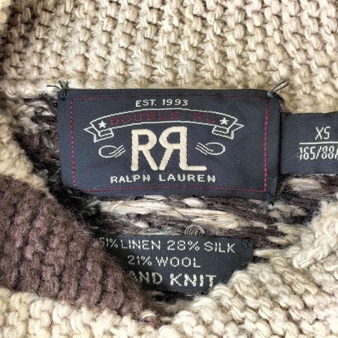 ダブルアールエルラルフローレン RRL RALPH LAUREN シルク混 HAND KNIT ノルディック ショールカラー ニット メンズ import:XS