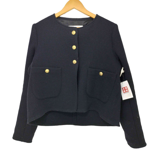 ザラ ZARA メタルボタン ノーカラー ツイードジャケット レディース import:XL