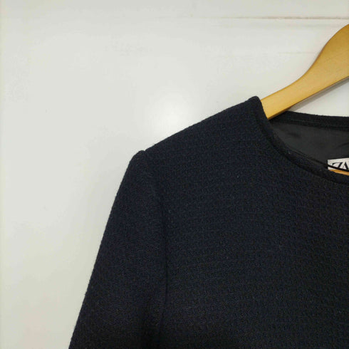 ザラ ZARA メタルボタン ノーカラー ツイードジャケット レディース import:XL