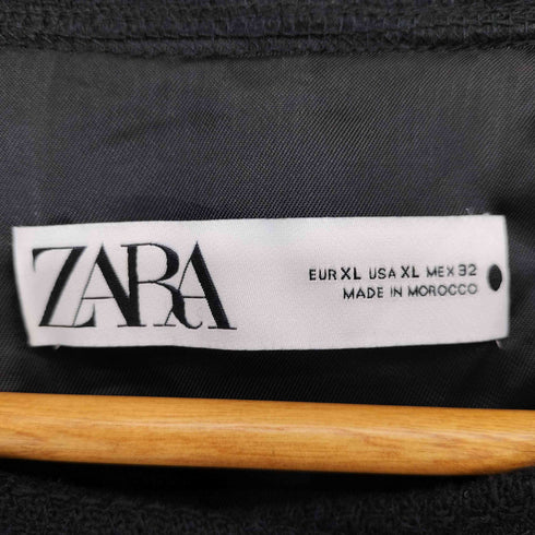ザラ ZARA メタルボタン ノーカラー ツイードジャケット レディース import:XL