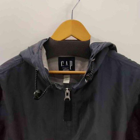 ギャップ Gap 90-00S OLD デカタグ 裏地メッシュ リップストップ ナイロン テック アノラック パーカー ジャケット 裾ドローコード 八の字ジップ メンズ import:XS