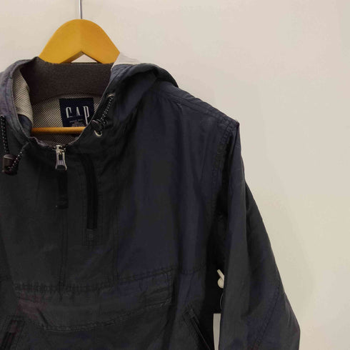 ギャップ Gap 90-00S OLD デカタグ 裏地メッシュ リップストップ ナイロン テック アノラック パーカー ジャケット 裾ドローコード 八の字ジップ メンズ import:XS