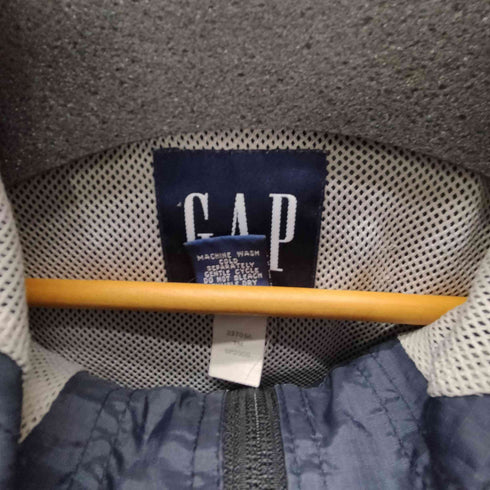 ギャップ Gap 90-00S OLD デカタグ 裏地メッシュ リップストップ ナイロン テック アノラック パーカー ジャケット 裾ドローコード 八の字ジップ メンズ import:XS