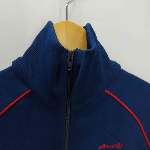 アディダス adidas 80S デサント製 トレフォイル ロゴ 刺繍 パイピング トラック ブルゾン ジャケット レディース