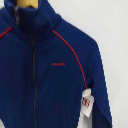 アディダス adidas 80S デサント製 トレフォイル ロゴ 刺繍 パイピング トラック ブルゾン ジャケット レディース