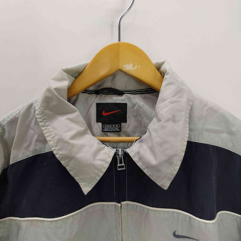 ナイキ NIKE 90-00S 黒タグ スウッシュ 刺繍 パイピング スイッチング バイカラー ナイロン ブルゾン ジャケット メンズ import:XL
