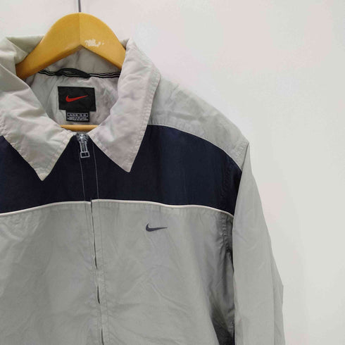ナイキ NIKE 90-00S 黒タグ スウッシュ 刺繍 パイピング スイッチング バイカラー ナイロン ブルゾン ジャケット メンズ import:XL