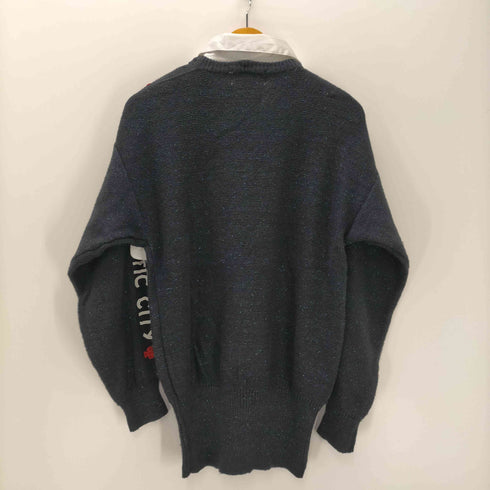 BONNIE BOERER 90-00S トランプ 刺繍 スパンコール 装飾 レミー コットン ローゲージ ラメ ポロ ニット セーター レディース import:M