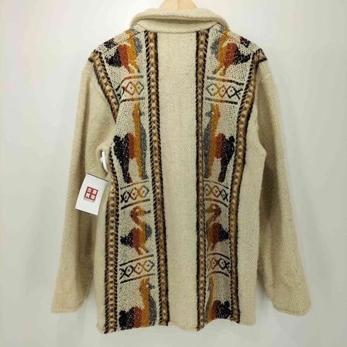 vintage アニマル柄 刺繍 ロングスリーブ ニットシャツ カーディガン メンズ