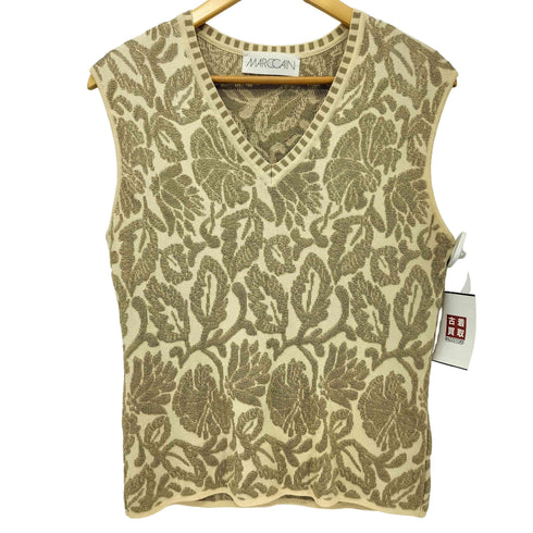 MARCCAIN 90s ボタニカル柄 刺繍 ニットベスト メンズ
