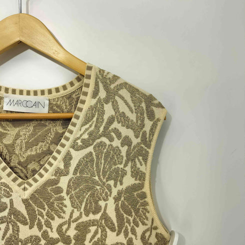 MARCCAIN 90s ボタニカル柄 刺繍 ニットベスト メンズ