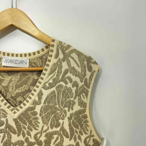 MARCCAIN 90s ボタニカル柄 刺繍 ニットベスト メンズ