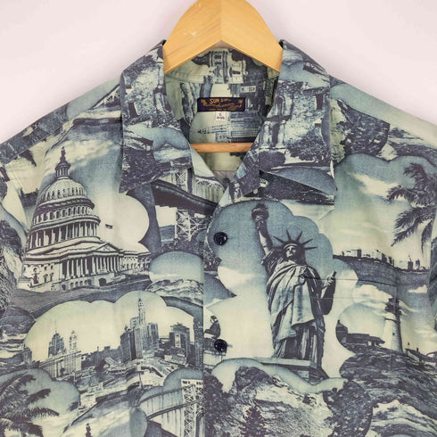 サンサーフ SUN SURF BEST VIEW OF NEW YORK COTTON TYPEWRITER OPEN SHIRT メンズ import:L