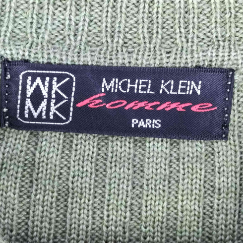 ミッシェルクラン MICHEL KLEIN HOMME ウール100% ボーダー ジップニット メンズ 46F