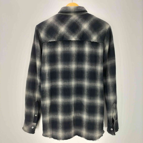 ノーアイディー NO ID. ダメージ加工 コットン フランネル オンブレ チェック L/S シャツ メンズ JPN:2
