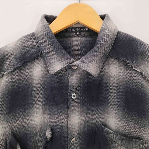 ノーアイディー NO ID. ダメージ加工 コットン フランネル オンブレ チェック L/S シャツ メンズ JPN:2