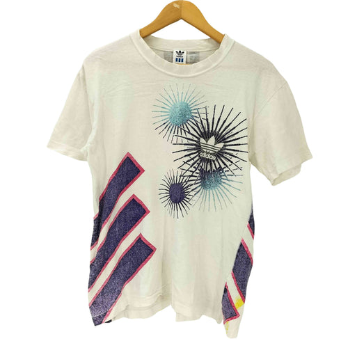 アディダス adidas 90S デサント製 INTERNATIONAL インターナショナル トレフォイル ロゴ 3ストライプ 両面 プリント S/S Tシャツ メンズ M-L