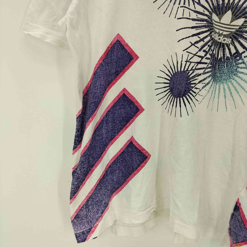 アディダス adidas 90S デサント製 INTERNATIONAL インターナショナル トレフォイル ロゴ 3ストライプ 両面 プリント S/S Tシャツ メンズ M-L