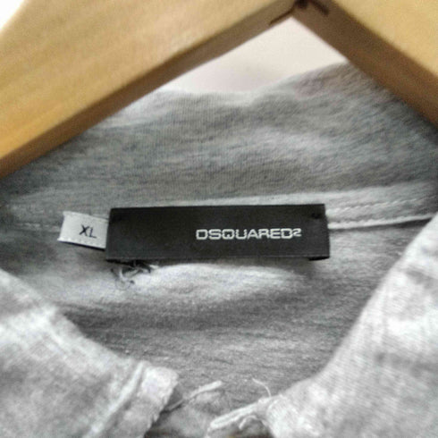 ディースクエアード DSQUARED2 イタリア製 ダメージ加工 ロゴ プリント コットン L/S ポロシャツ メンズ import:XL