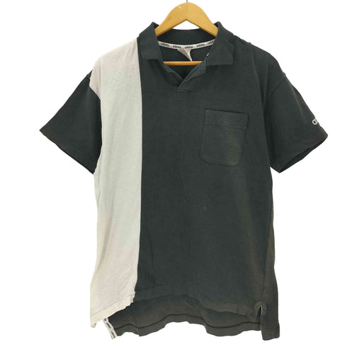 アディダス adidas 80-90S デサント製 バイカラー S/S ポケ付き ポロ スキッパー カットソー Tシャツ メンズ M-L
