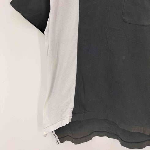 アディダス adidas 80-90S デサント製 バイカラー S/S ポケ付き ポロ スキッパー カットソー Tシャツ メンズ M-L
