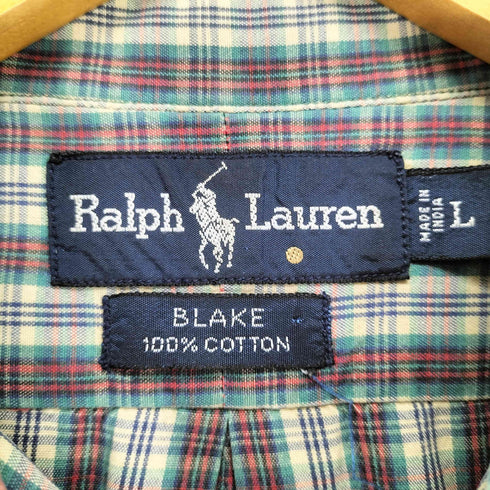 ラルフローレン RALPH LAUREN BLAKE 金丸タグ ポニー刺繍 チェック柄 ボタンダウンシャツ メンズ import:L