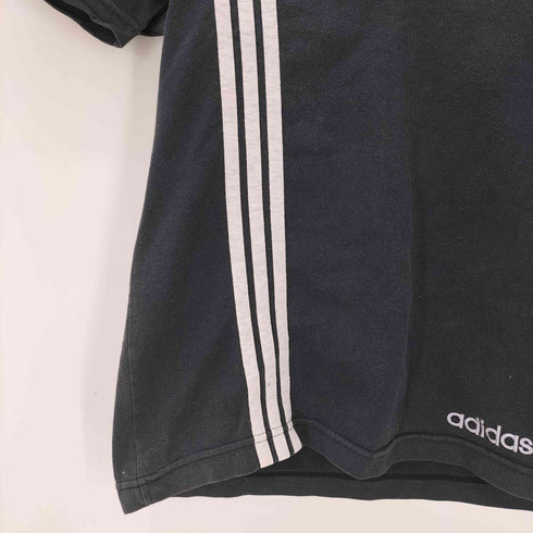 アディダス adidas 80-90S デサント製 ロゴ刺繍 3ストライプ S/S スキッパー カットソー ポロ シャツ メンズ M-L