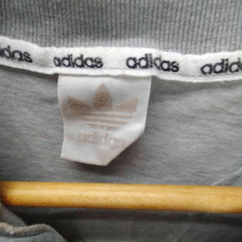 アディダス adidas 80-90S デサント製 トレフォイル ロゴ刺繍 3ストライプ バイカラー S/S スキッパー カットソー ポロ シャツ 襤褸 ボロ メンズ M-L