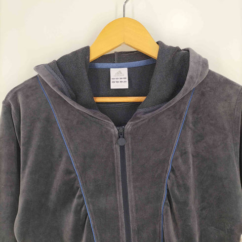 アディダス adidas パイピング ベロア ジップアップパーカー レディース import:M