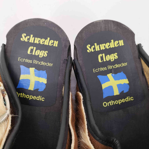 schweden Clogs ハラコ クロッグ ヒール サボ サンダル レディース EUR:38