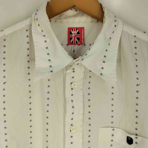 アベイシングエイプ A BATHING APE 90S 初期 ユニオンジャックタグ 星ストライプ 半袖シャツ メンズ import:L