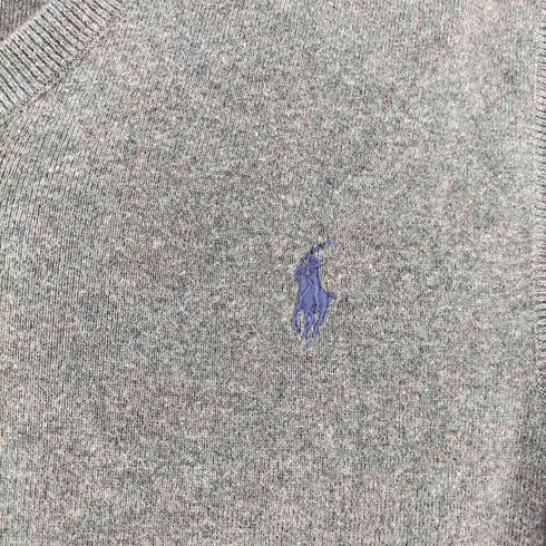 ポロバイラルフローレン Polo by RALPH LAUREN 90-00s PIMA COTTON ポニー刺繍 Vネック コットンニットベスト メンズ import:L