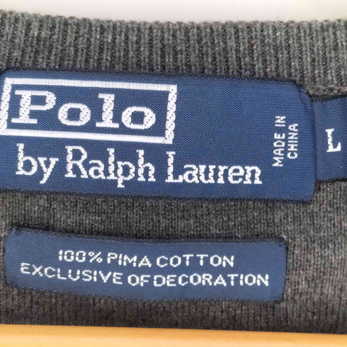 ポロバイラルフローレン Polo by RALPH LAUREN 90-00s PIMA COTTON ポニー刺繍 Vネック コットンニットベスト メンズ import:L