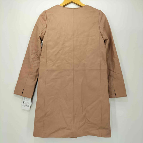 nob style by yucca 羊革 ラムレザー ノーカラーコート レディース JPN:S