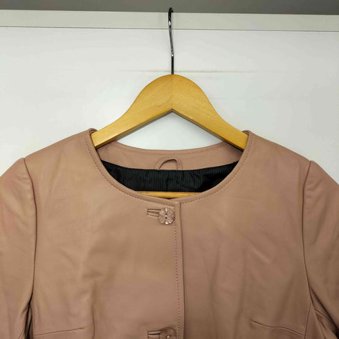 nob style by yucca 羊革 ラムレザー ノーカラーコート レディース JPN:S