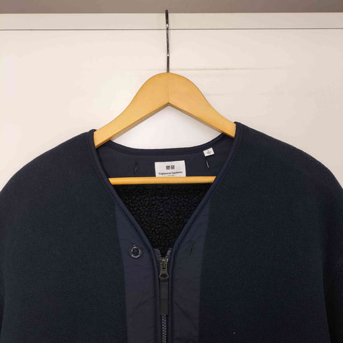 ユニクロ UNIQLO フリースノーカラーコート ネイビー Lサイズ メンズ JPN:L