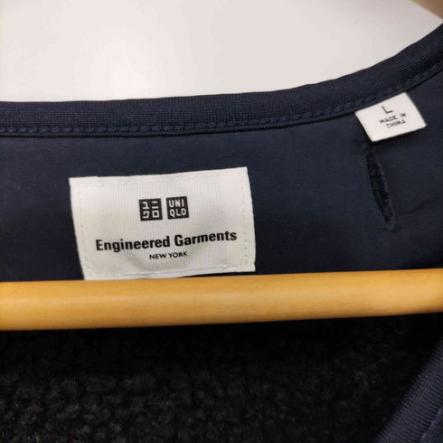 ユニクロ UNIQLO フリースノーカラーコート ネイビー Lサイズ メンズ JPN:L
