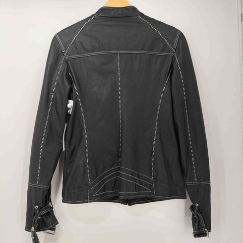 Frau degner archive 00s Y2K ステッチデザイン シープレザー シングル ライダースジャケット レディース