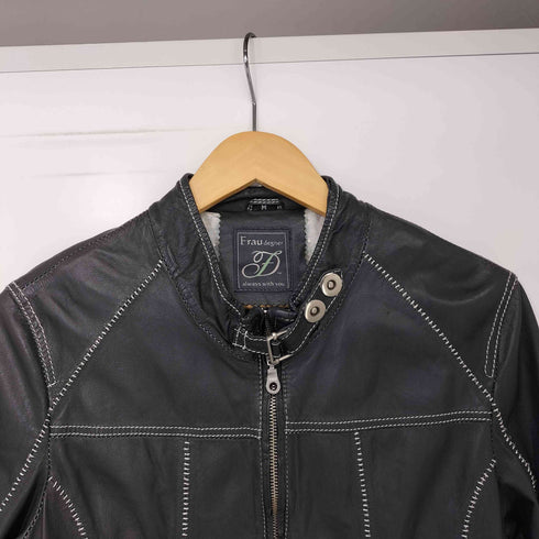 Frau degner archive 00s Y2K ステッチデザイン シープレザー シングル ライダースジャケット レディース