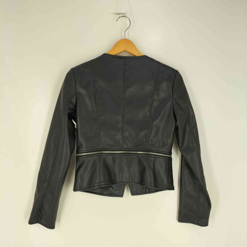 ザラ ZARA ジップデザイン フェイクレザー ノーカラージャケット レディース import:S
