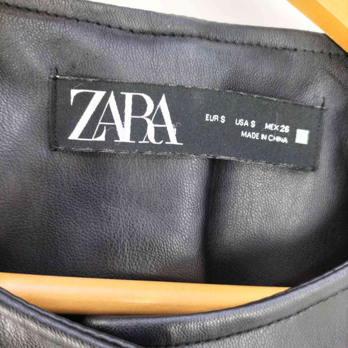 ザラ ZARA ジップデザイン フェイクレザー ノーカラージャケット レディース import:S