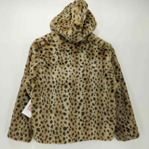 NICE-LEAGUE 短丈 フェイクファー レオパード ジップアップ パーカー レディース JPN:M