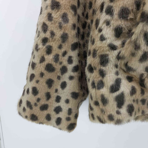 NICE-LEAGUE 短丈 フェイクファー レオパード ジップアップ パーカー レディース JPN:M