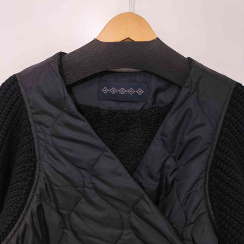 コハク KOHAKU キルティング ニット 切替 裏ボア ノーカラー コート レディース JPN:2