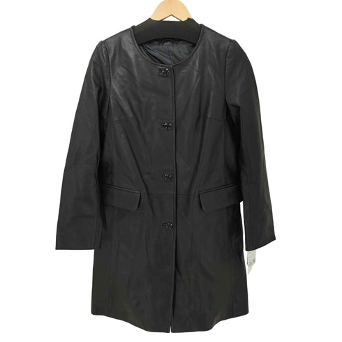 ラムレザー ノーカラー コート レディース JPN:S