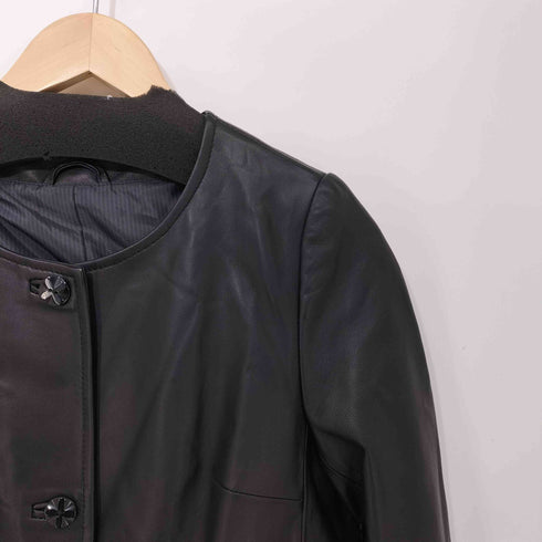 ラムレザー ノーカラー コート レディース JPN:S