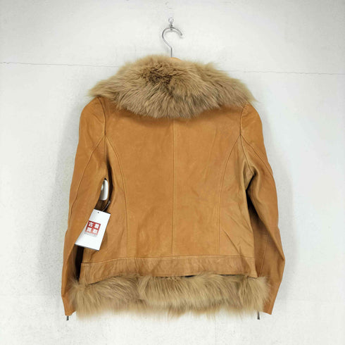 ジルスチュアート JILLSTUART lamb leather ラムレザー フォックスファー付きダブルライダースジャケット レディース JPN:M