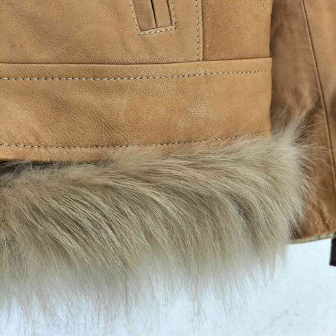 ジルスチュアート JILLSTUART lamb leather ラムレザー フォックスファー付きダブルライダースジャケット レディース JPN:M